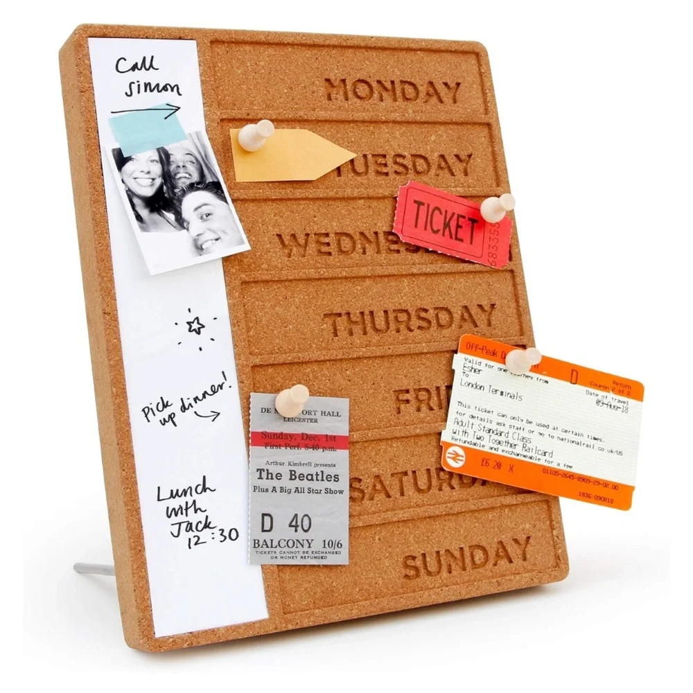 Suck UK Cork Whiteboard Weekly Weekday Planner Desk Schedule Wayfair NEW